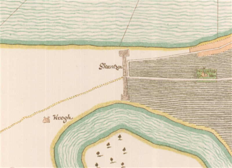 Figur 2: Utsnitt av Olof Nauclers kart over Trondheim fra 1658