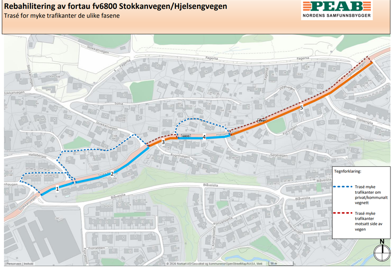 Kart over fylkesveg 6800 Stokkanvegen-Hjelsengvegen