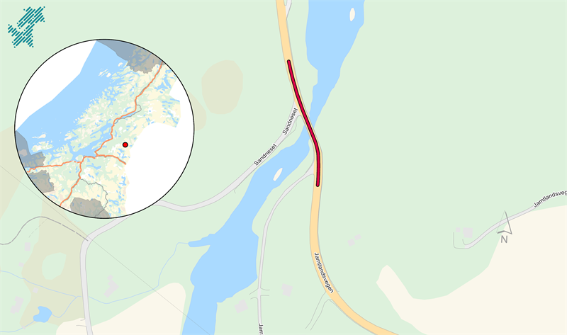 Bildet viser et kart over plasseringen av prosjektet fv 72 Kvernbrua