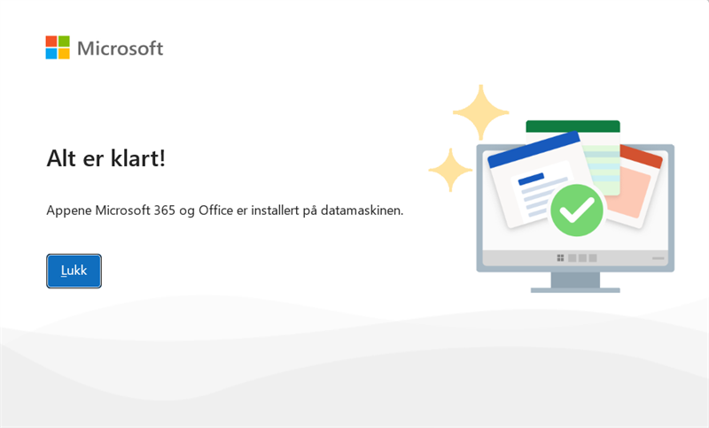 Skjermbilde. Appene ferdig installert.