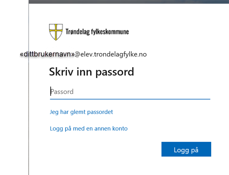 Skjermbilde som viser pålogging med passord til Microsoft