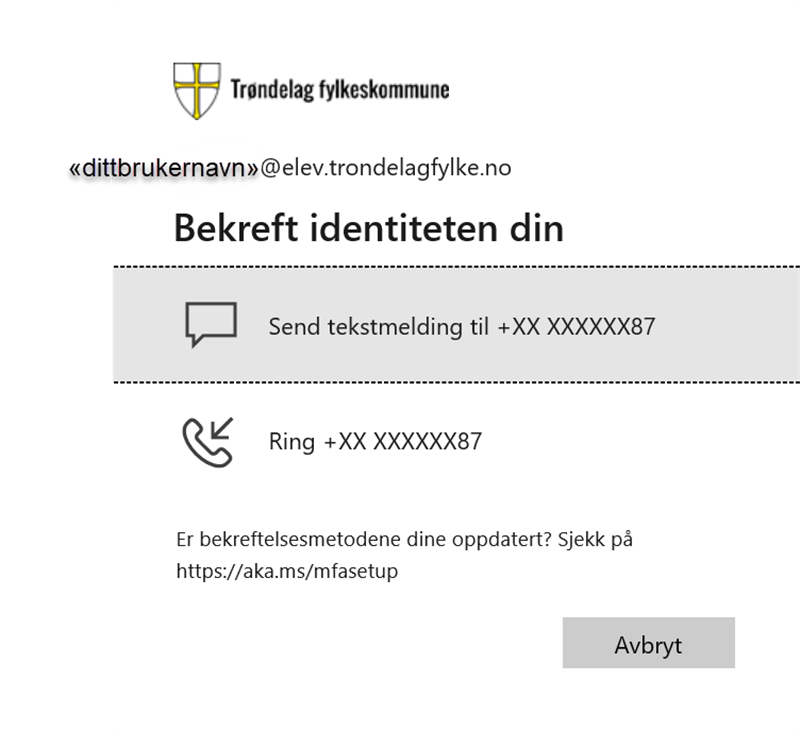 Skjermbilde som viser pålogging med to-faktor
